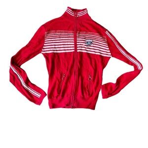 gorgeous Y2K red Italy long sleeve striped zip up hoodie